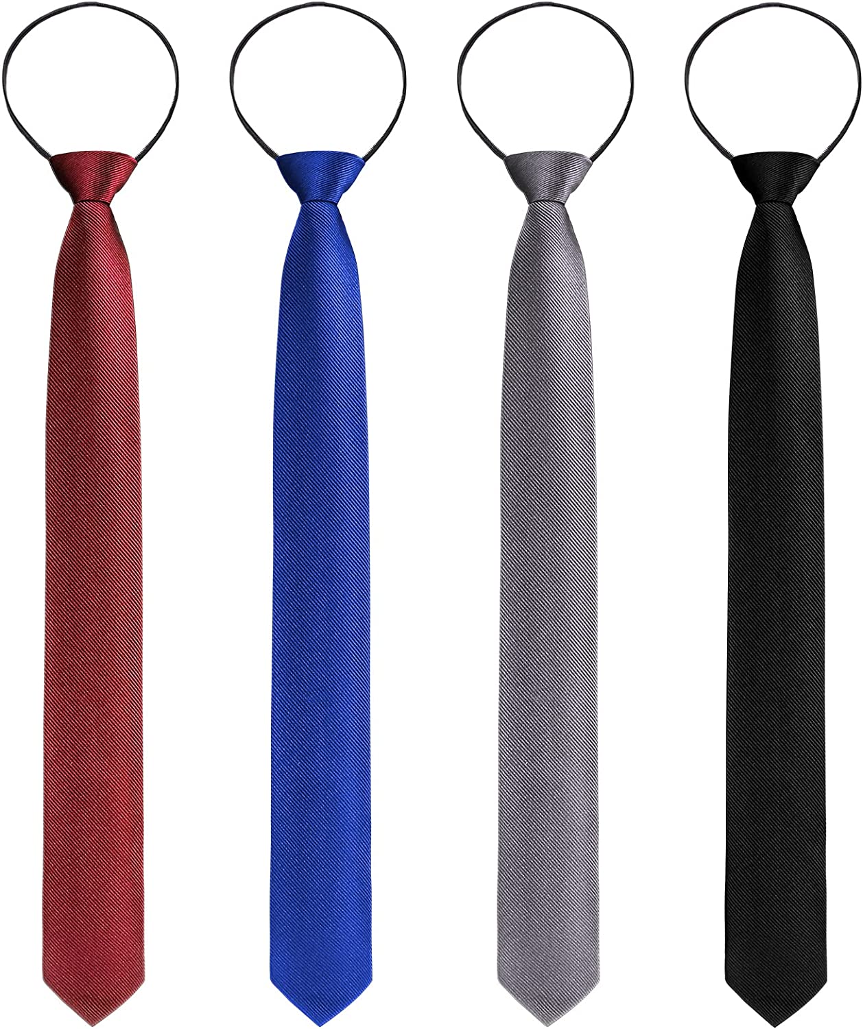 4 Pieces Zipper Ties for Men Adjustable Men's Pretied Neckties Zip on Tie for Men Zipper Skinny Necktie Clip on Slim Tie - Image 9